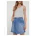 Bavlnená rifľová sukňa Pepe Jeans Evy mini, áčkový strih