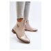 Women's flat boots with zipper, beige Loratie