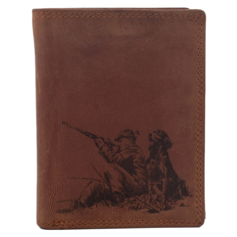Pánska peňaženka MERCUCIO svetlohnedá vzor 60 poľovník a pes 2911904