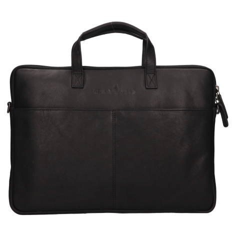 Pánska kožená taška na notebook Greenwood Levone - čierna