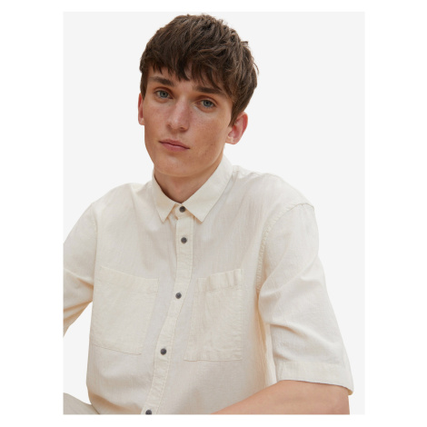 Krémová pánska košeľa s krátkym rukávom Tom Tailor Denim