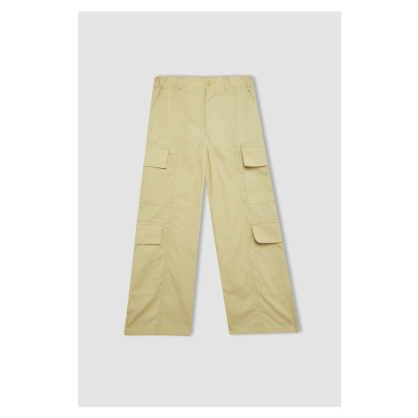 DEFACTO Girls' Wide Leg Cargo Wide Leg Cotton Trousers