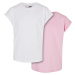 Girls' Organic T-Shirt with Extended Shoulder 2-Pack White/Girls' Pink