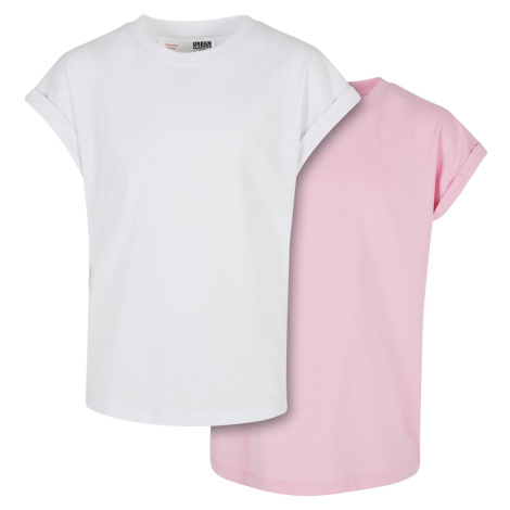 Girls' Organic T-Shirt with Extended Shoulder 2-Pack White/Girls' Pink