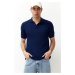 Trendyol Navy Blue Regular/Normal Cut Textured Polo Neck T-Shirt