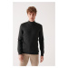 Avva Men's Anthracite Knitwear Sweater Half Turtleneck Front Textured Cotton Regular Fit