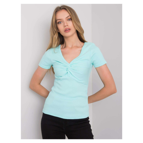 Mint blouse with short sleeves