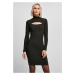 Women's stretch jersey with a cut-out turtleneck, black