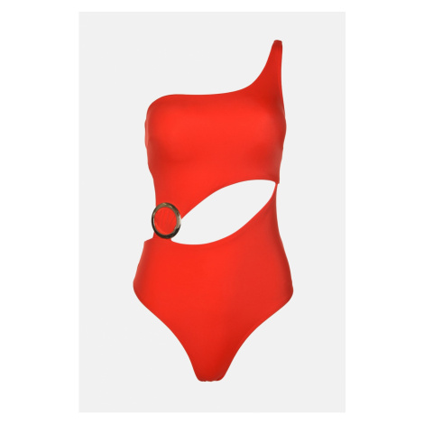 Trendyol Red Cut-Out Detailed Metal Accessory Swimsuit