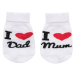 Dojčenské bavlnené ponožky New Baby I Love Mum and Dad biele, veľ:62 , 20C46459