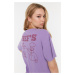 Trendyol Lilac Back Printed Boyfriend Knitted T-Shirt