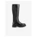 Black women's boots with leather details Geox Iridea - Women's