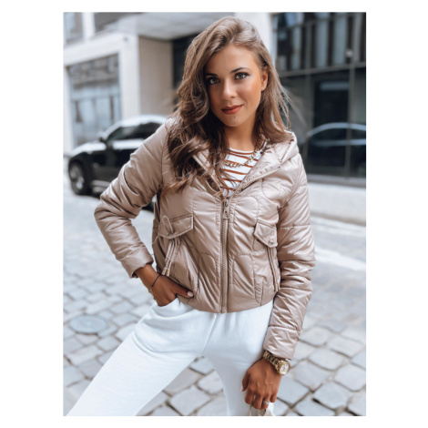 Tmavobéžová prešívaná crop bunda LILYWOOL TY3715