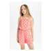 DEFACTO Girl Patterned Strappy Short Jumpsuit