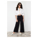 Trendyol Black Culotte Fit Cutout Detailed High Waist Trousers