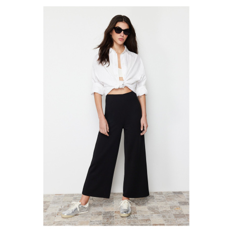 Trendyol Black Culotte Fit Cutout Detailed High Waist Trousers