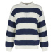 Trendyol Indigo Oversize Fit Wide Fit Crew Neck Striped Knitwear Sweater