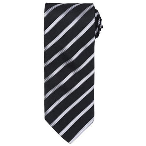 Premier Workwear Športová pruhovaná kravata PR784 Black Stripe