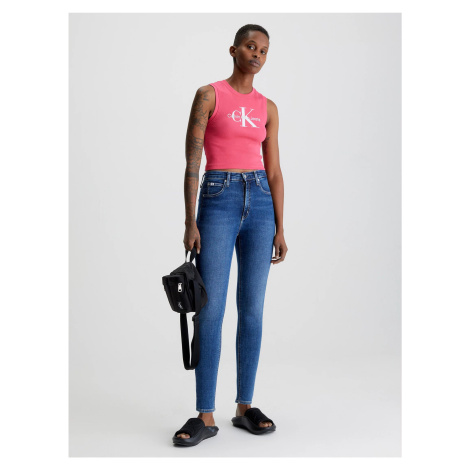 Skinny fit pre ženy Calvin Klein Jeans - tmavomodrá