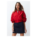 Trendyol Red Oversize Drawstring Detailed Water Repellent Bomber Jacket Coat