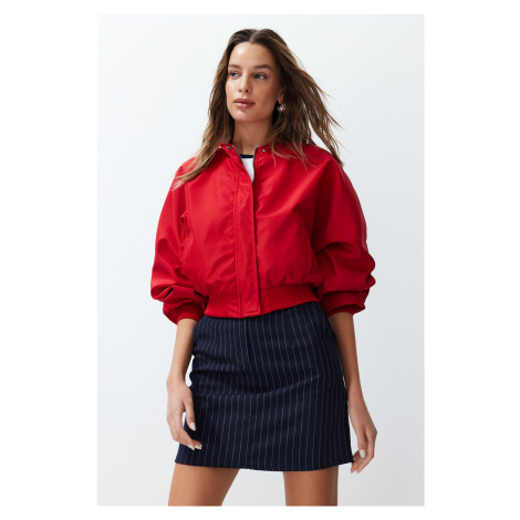 Trendyol Red Oversize Drawstring Detailed Water Repellent Bomber Jacket Coat