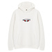 Trendyol Ecru Oversize/Wide Cut Letter Printed Floral Embroidered Hooded Sweatshirt with Fleece 