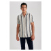 DEFACTO Regular Fit Striped Cotton Short Sleeve Shirt