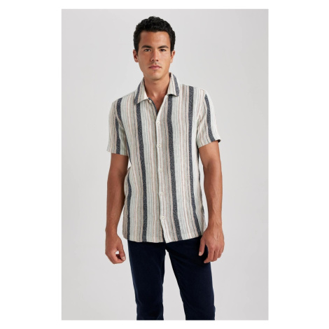 DEFACTO Regular Fit Striped Cotton Short Sleeve Shirt