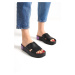 Capone Outfitters Side Decollete, Single Strap, Colorful Detailed Wedge Heel Women's Slippers