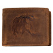 HL Luxusná kožená peňaženka s hlavou koňa - hnedá