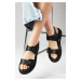 Mio Gusto Nova Black Color Double Strap Women's Sandal