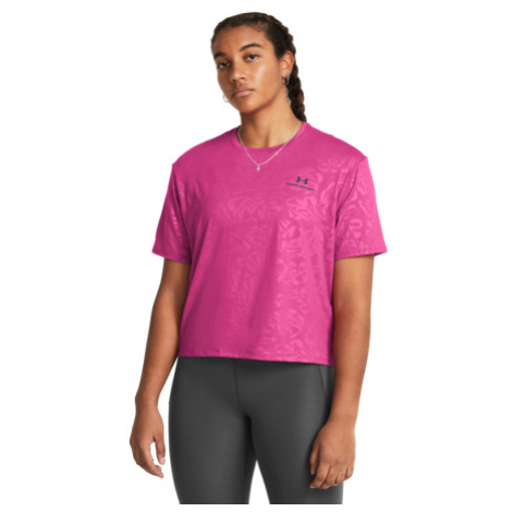 Dámske tréningové tričko s krátkym rukávom UNDER ARMOUR Rush Energy Emboss Crop SS-PNK