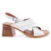 DGN 1421 Women's Ankle Strap Sandals Genuine Leather White