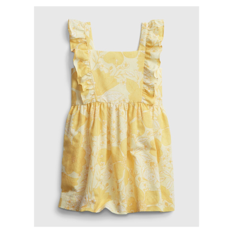 GAP Detské ľanové vzorované šaty Žltá