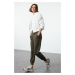 Trendyol Dark Khaki Diver/Scuba Fabric Relaxed Fit Knitted Sports Sweatpants