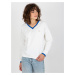Women's smooth sweatshirt with neckline - ecru