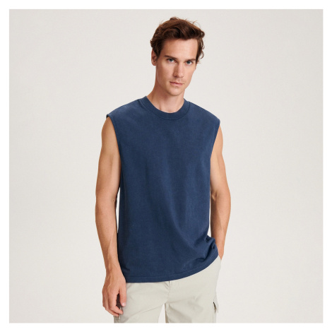 Reserved - Bavlnené tričko bez rukávov - Tmavomodrá