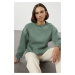 Trendyol Mint Oversize/Wide Fit Thick Crew Neck Knitted Sweatshirt with Pockets