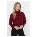 Trendyol Burgundy Thessaloniki/Knitwear Look Zippered Collar Regular/Regular Fit Knitted Sweatsh