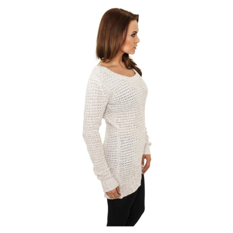 Women's Sweater with Long Wide Neckline UC - White