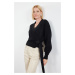 Trendyol Black Soft Textured V-Neck Knitwear Cardigan