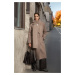 Trendyol Mink Oversize Woolen Wide Cut Long Coat with Shawl