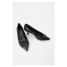Marjin Women's Slim Heel Pointed Toe Classic Heeled Shoes Pure Black Patent Leather.
