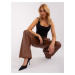 Brown wide trousers made of eco-leather