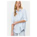 Trendyol Blue Wide Fit Oversize Cotton Woven Shirt