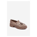 Patent leather loafers with fringes, dark beige Velenase