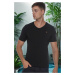 T8568 DEWBERRY V-NECK MENS T-SHIRT-PLAIN BLACK