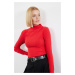 Trendyol Red Premium Yarn/Special Yarn Stand Collar Knitwear Sweater