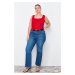 Trendyol Curve Red Square Collar Plain Basic Camisole Plus Size Athlete