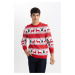 DEFACTO New Year's Themed Standard Fit Patterned Crew Neck Sweater